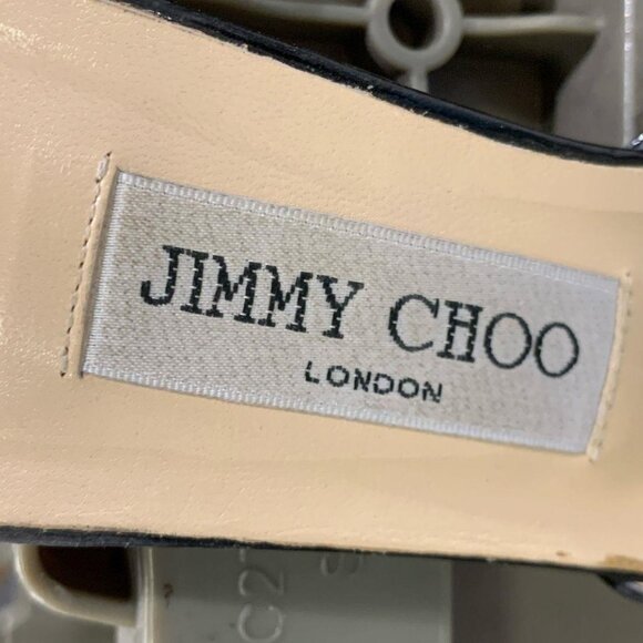 Jimmy Choo Black Patent Leather Kitten Heel Sandals – Size 37.5 - Picture 6 of 7